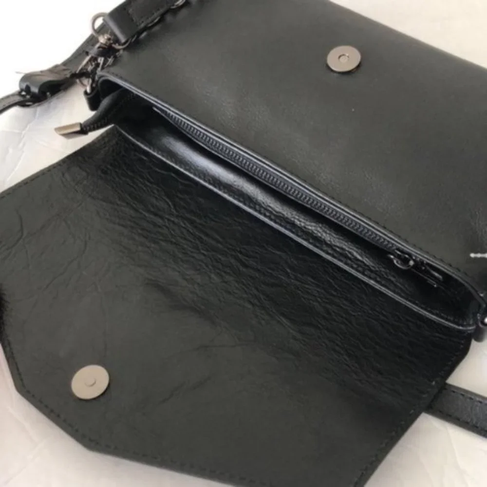 House of Harlow 1960 Gen Leather Crossbody Handbag Black Italy Bee Accent